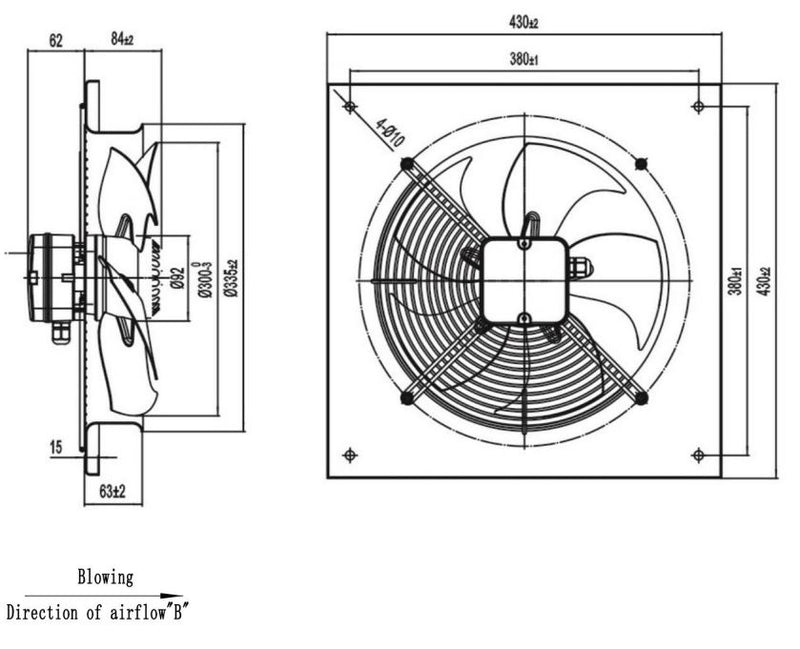 STERR AXF300B - 300 mm Ventilator Axial de Evacuare, 1750 m³/h, 90 W