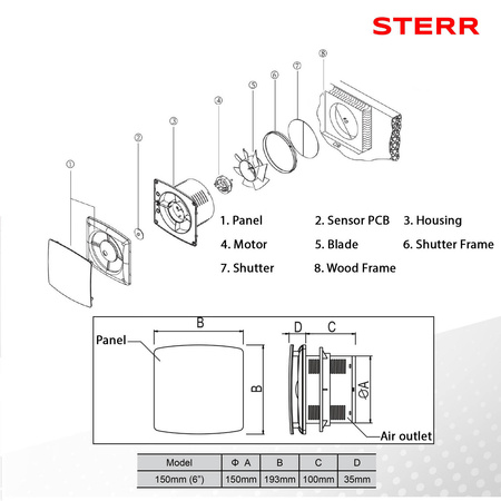 LFS150-Q - Ventilator pentru baie