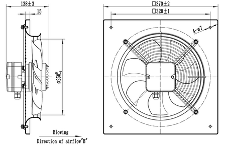 AXF250B - Ventilator axial de evacuare 250 mm
